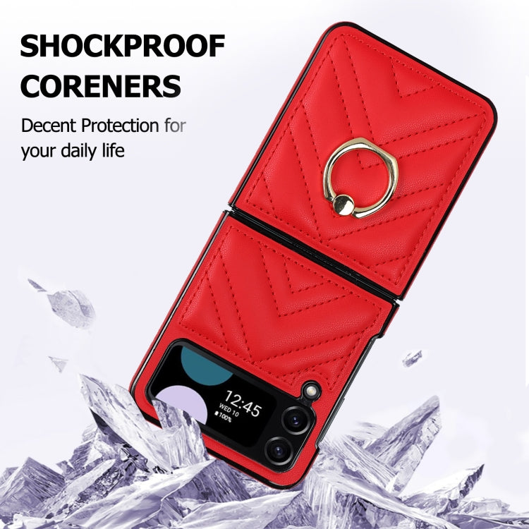 For Samsung Galaxy Z Flip4 V-shaped Folding Protective Phone Case with Rotating Ring