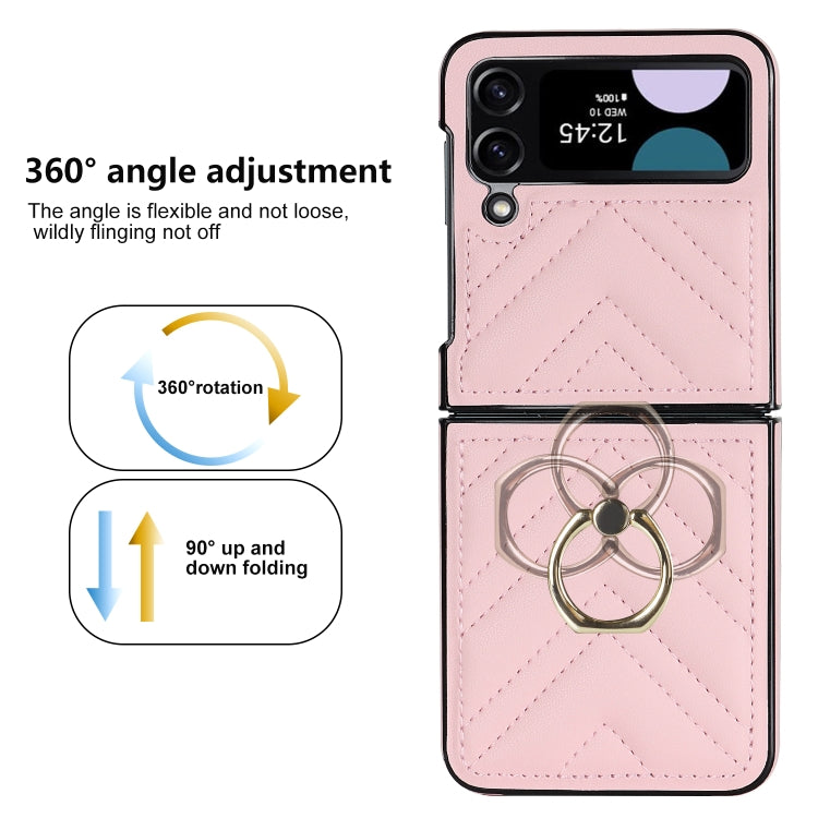 For Samsung Galaxy Z Flip4 V-shaped Folding Protective Phone Case with Rotating Ring