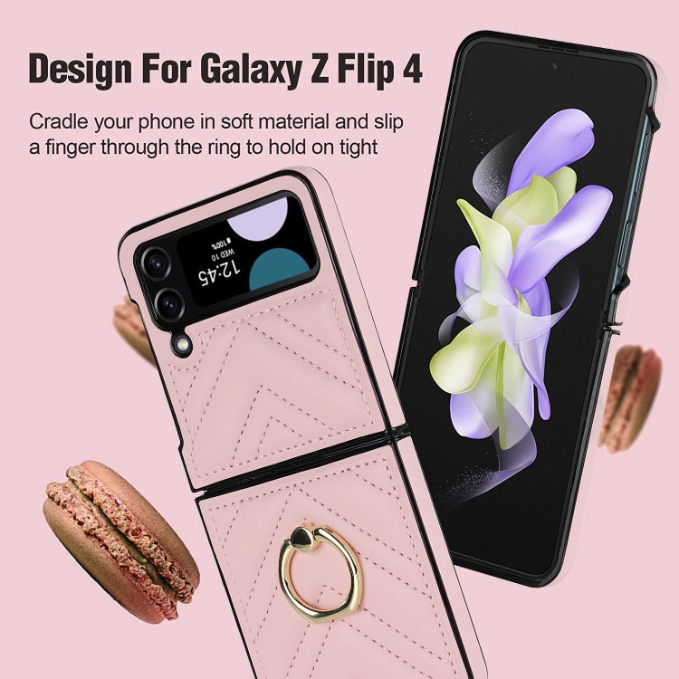 For Samsung Galaxy Z Flip4 V-shaped Folding Protective Phone Case with Rotating Ring