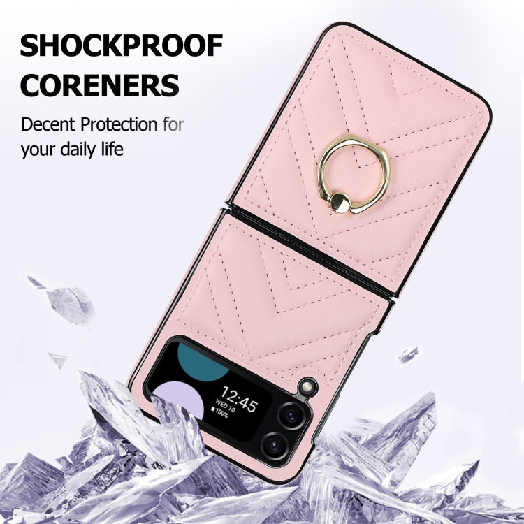For Samsung Galaxy Z Flip4 V-shaped Folding Protective Phone Case with Rotating Ring