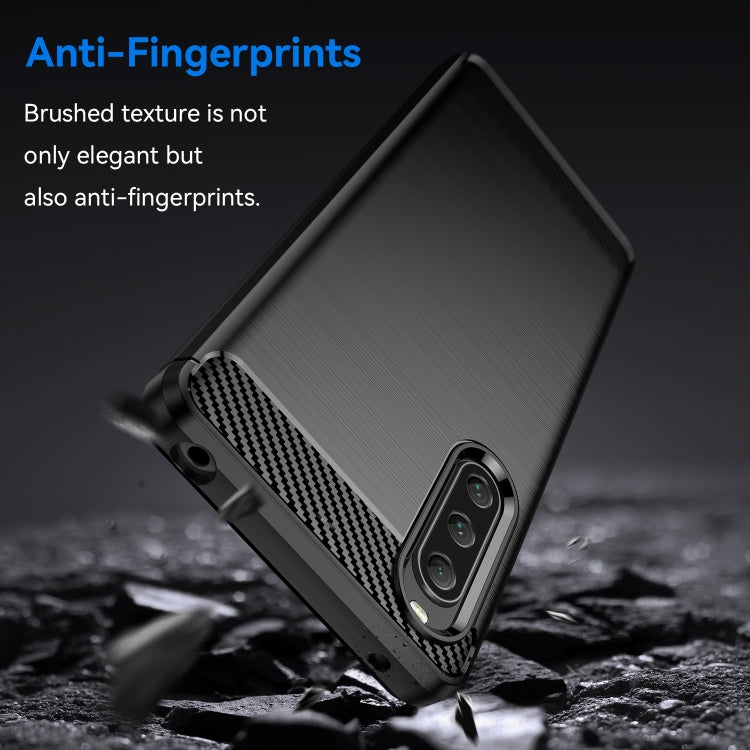 For Sony Xperia 10 V Brushed Texture Carbon Fiber TPU Phone Case