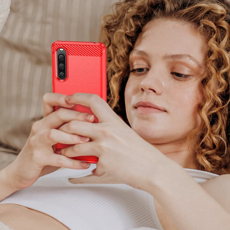 For Sony Xperia 10 V Brushed Texture Carbon Fiber TPU Phone Case