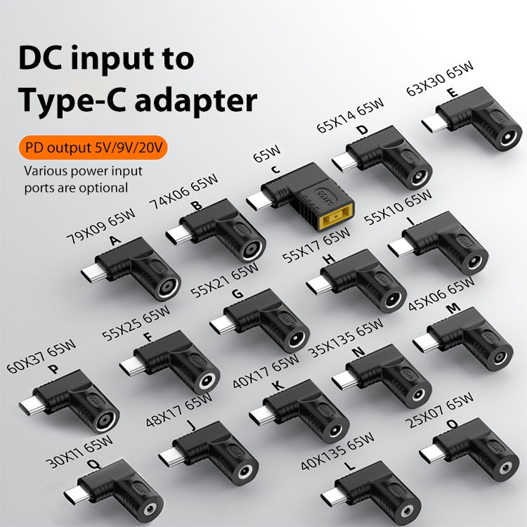 5.5x2.1mm 65W DC Input to USB-C / Type-C PD Power Adapter