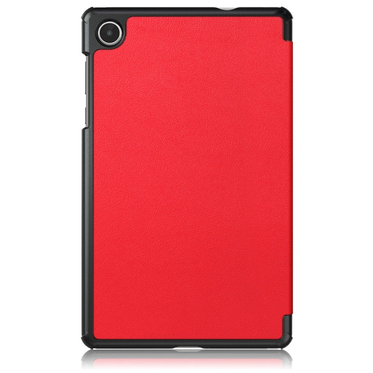 For Lenovo M8 4th GenTB-300FU Custer Pure Color 3-Fold Holder Leather Tablet Case