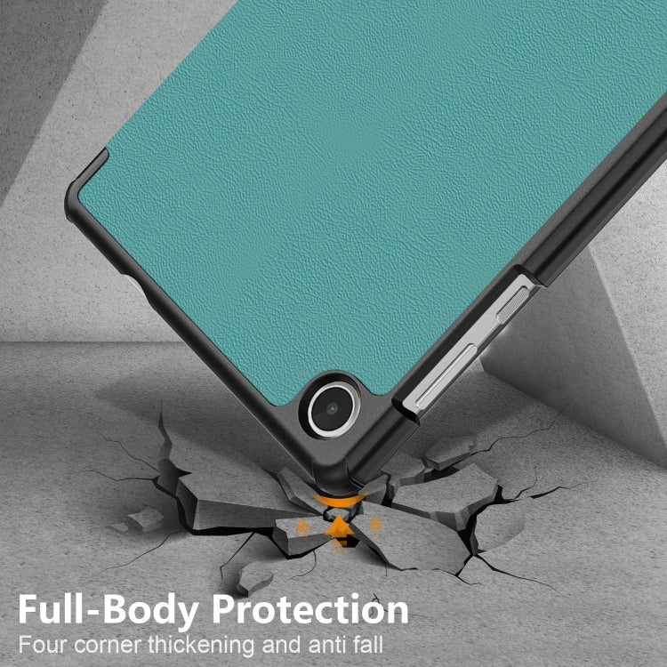 For Lenovo M8 4th GenTB-300FU Custer Pure Color 3-Fold Holder Leather Tablet Case