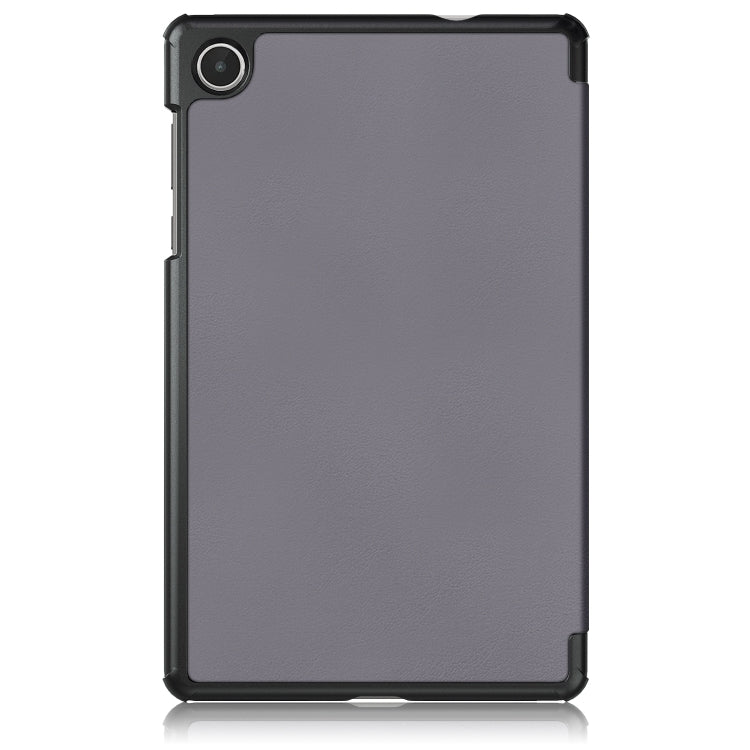 For Lenovo M8 4th GenTB-300FU Custer Pure Color 3-Fold Holder Leather Tablet Case