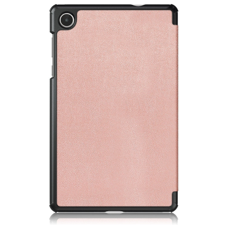 For Lenovo M8 4th GenTB-300FU Custer Pure Color 3-Fold Holder Leather Tablet Case