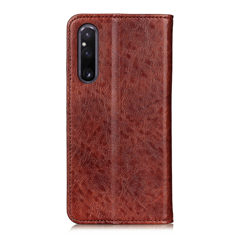 For Sony Xperia 1 V Magnetic Crazy Horse Texture Horizontal Flip Leather Phone Case