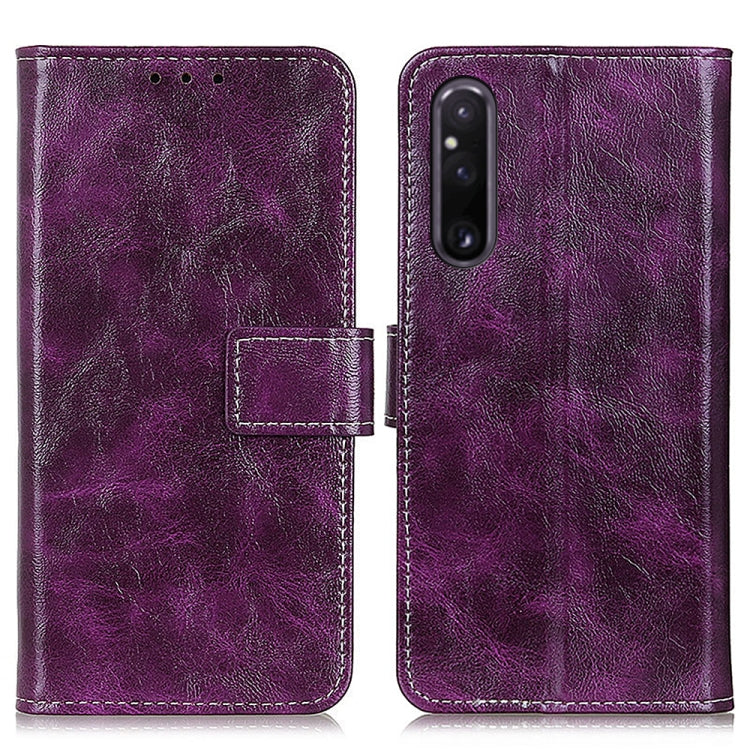For Sony Xperia 1 V Retro Crazy Horse Texture Horizontal Flip Leather Phone Case