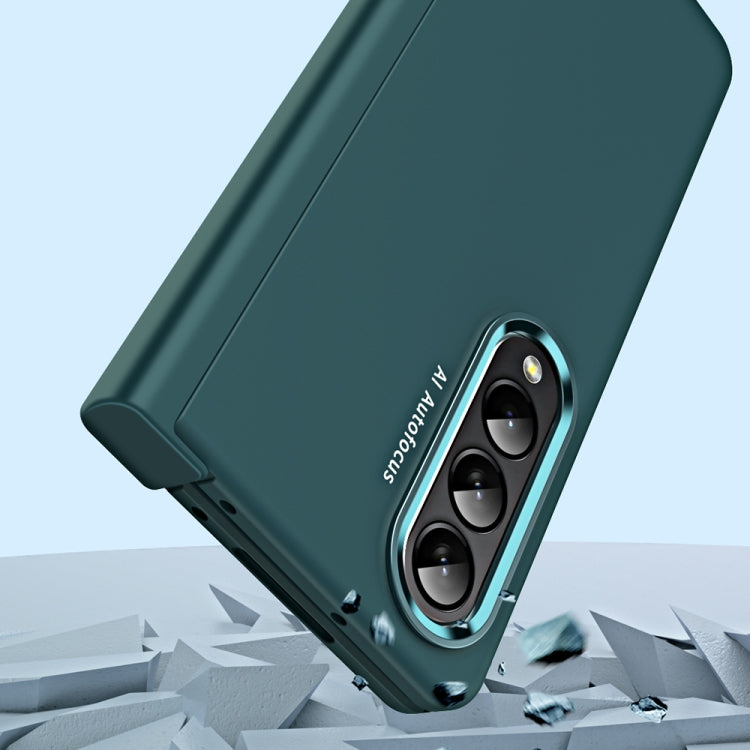 For Samsung Galaxy Z Fold4 5G Skin Feel Two-color Contact Lens Hinge Flip Phone Case