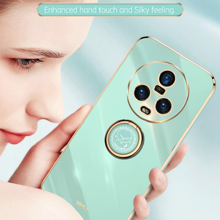 For Honor Magic5 5G XINLI Straight Edge 6D Electroplate TPU Phone Case with Ring Holder