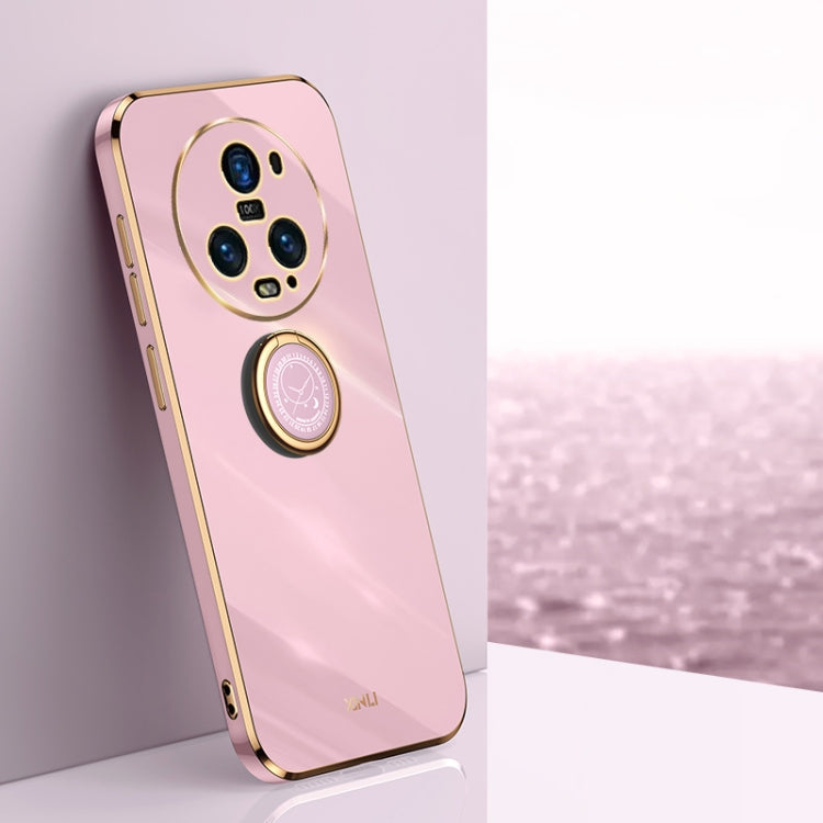 For Honor Magic5 Pro 5G XINLI Straight Edge 6D Electroplate TPU Phone Case with Ring Holder