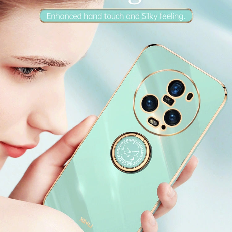 For Honor Magic5 Pro 5G XINLI Straight Edge 6D Electroplate TPU Phone Case with Ring Holder
