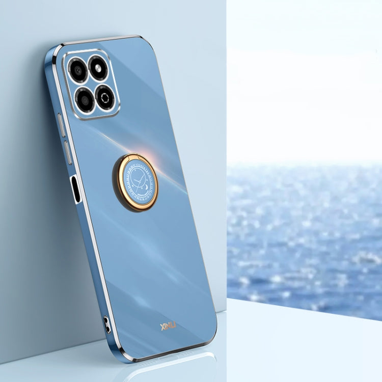 For Honor X8a 2023 XINLI Straight Edge 6D Electroplate TPU Phone Case with Ring Holder