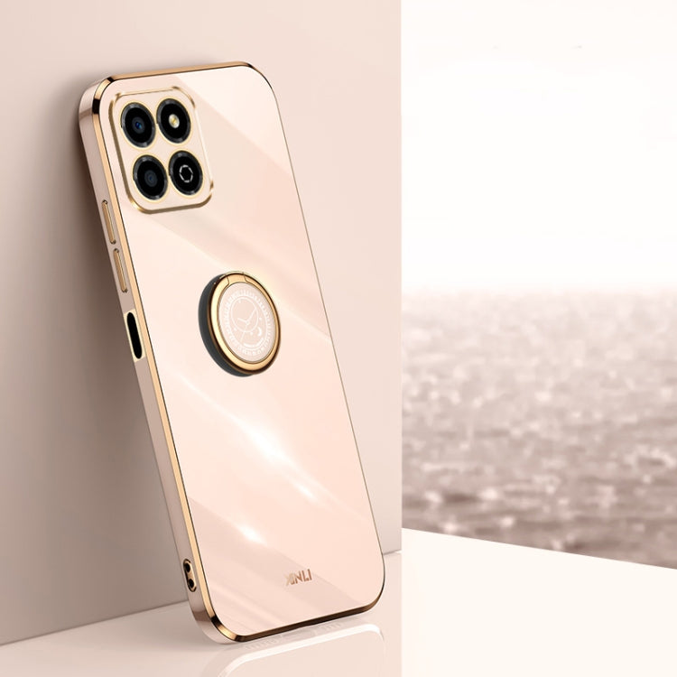 For Honor X8a 2023 XINLI Straight Edge 6D Electroplate TPU Phone Case with Ring Holder