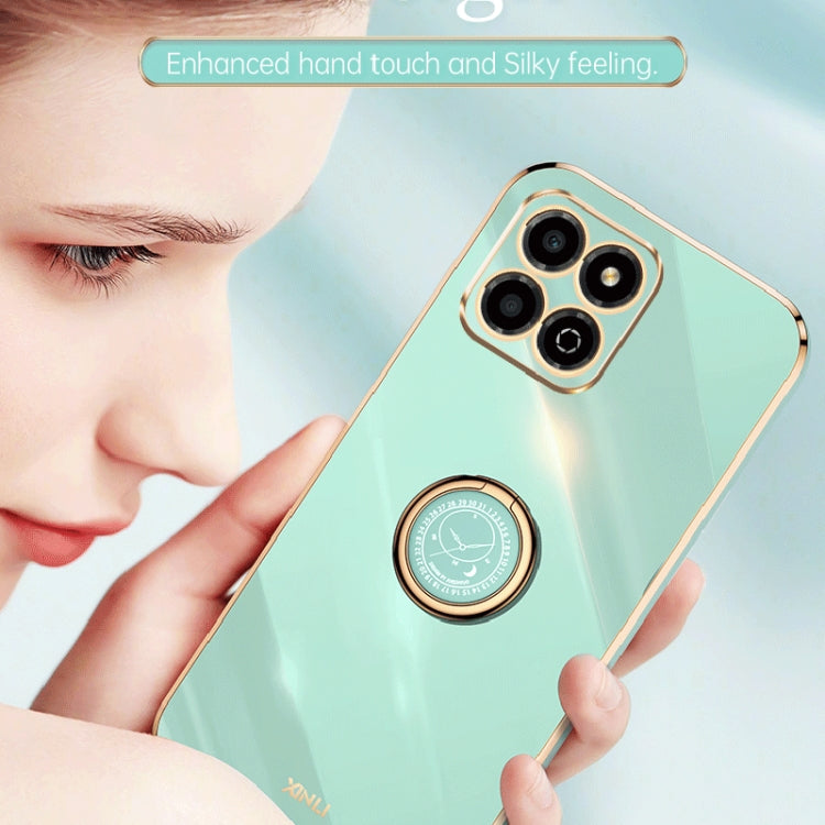 For Honor X8a 2023 XINLI Straight Edge 6D Electroplate TPU Phone Case with Ring Holder