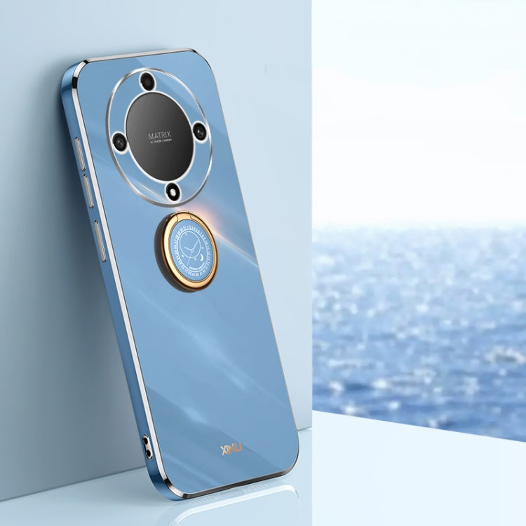 For Honor X9a 5G XINLI Straight Edge 6D Electroplate TPU Phone Case with Ring Holder