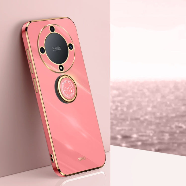 For Honor X9a 5G XINLI Straight Edge 6D Electroplate TPU Phone Case with Ring Holder