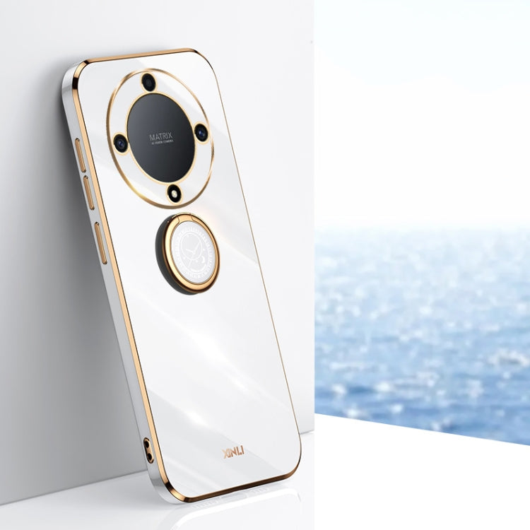 For Honor X9a 5G XINLI Straight Edge 6D Electroplate TPU Phone Case with Ring Holder