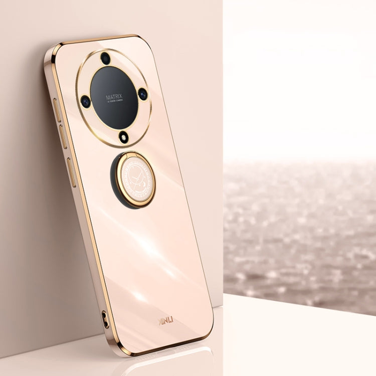 For Honor X9a 5G XINLI Straight Edge 6D Electroplate TPU Phone Case with Ring Holder