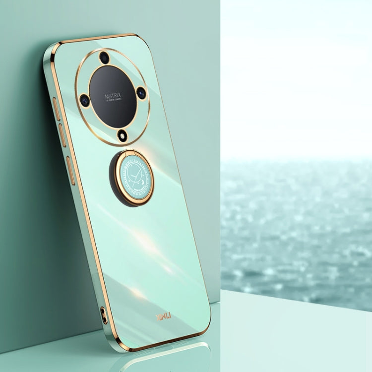 For Honor X9a 5G XINLI Straight Edge 6D Electroplate TPU Phone Case with Ring Holder
