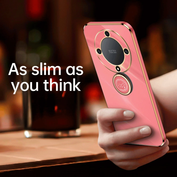 For Honor X9a 5G XINLI Straight Edge 6D Electroplate TPU Phone Case with Ring Holder