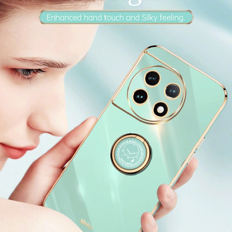 For OnePlus Ace 2 XINLI Straight Edge 6D Electroplate TPU Phone Case with Ring Holder