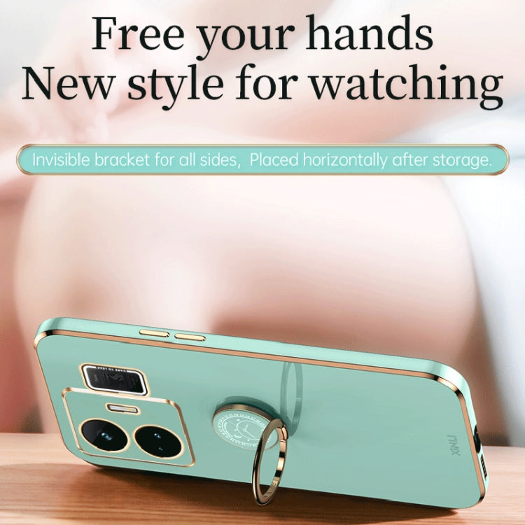 For Realme GT Neo 5 XINLI Straight Edge 6D Electroplate TPU Phone Case with Ring Holder
