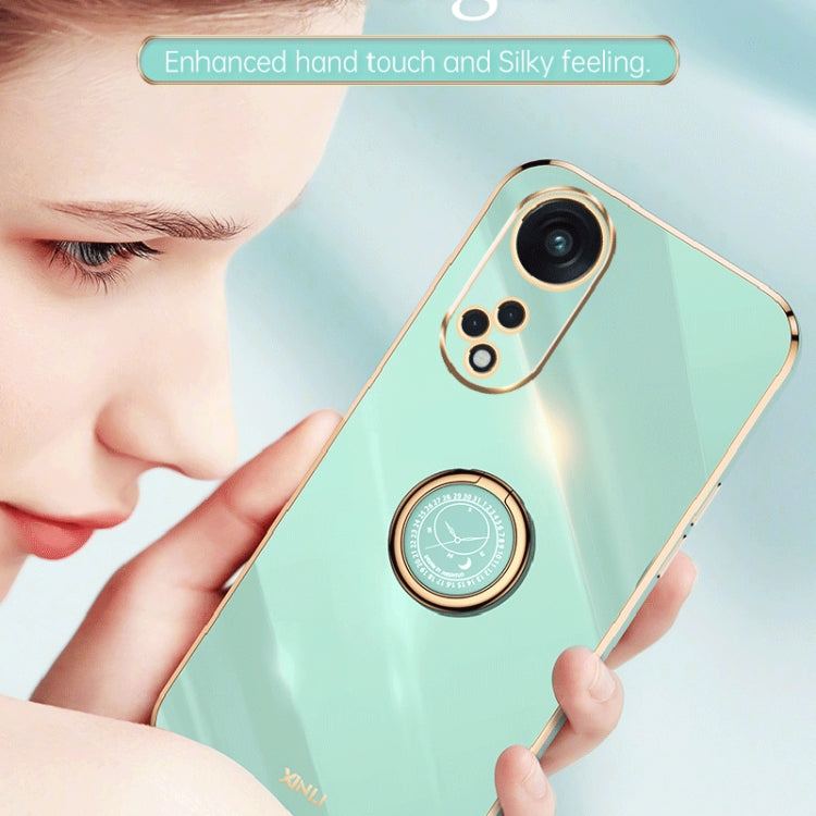 For OPPO Reno8 T 5G XINLI Straight Edge 6D Electroplate TPU Phone Case with Ring Holder