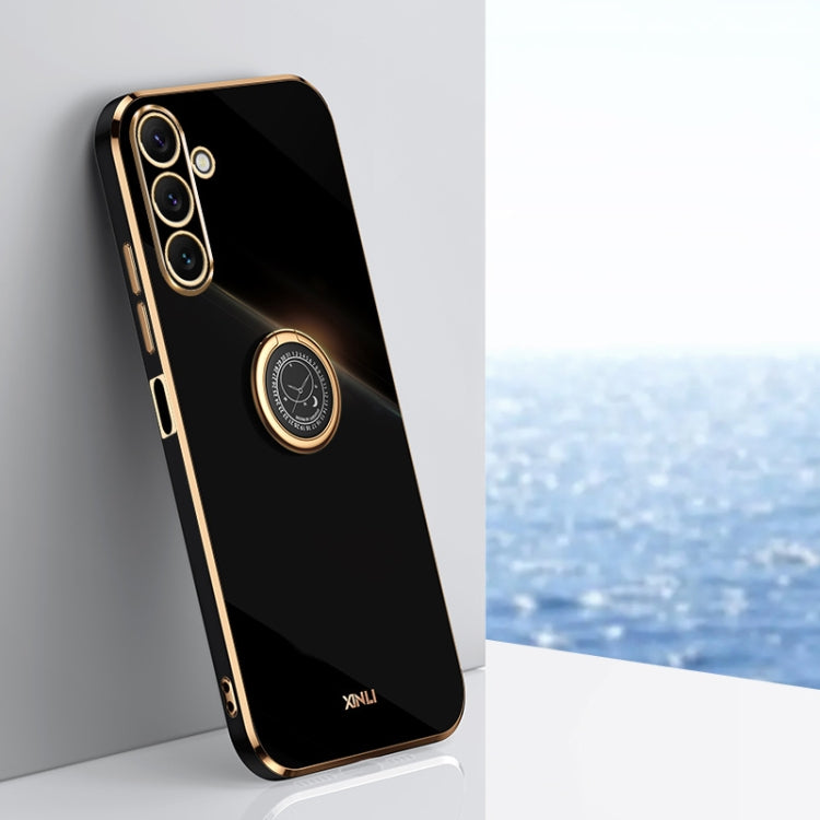 For Samsung Galaxy A24 4G XINLI Straight Edge 6D Electroplate TPU Phone Case with Ring Holder