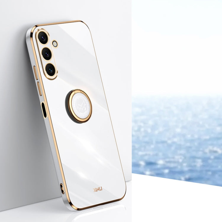 For Samsung Galaxy A24 4G XINLI Straight Edge 6D Electroplate TPU Phone Case with Ring Holder