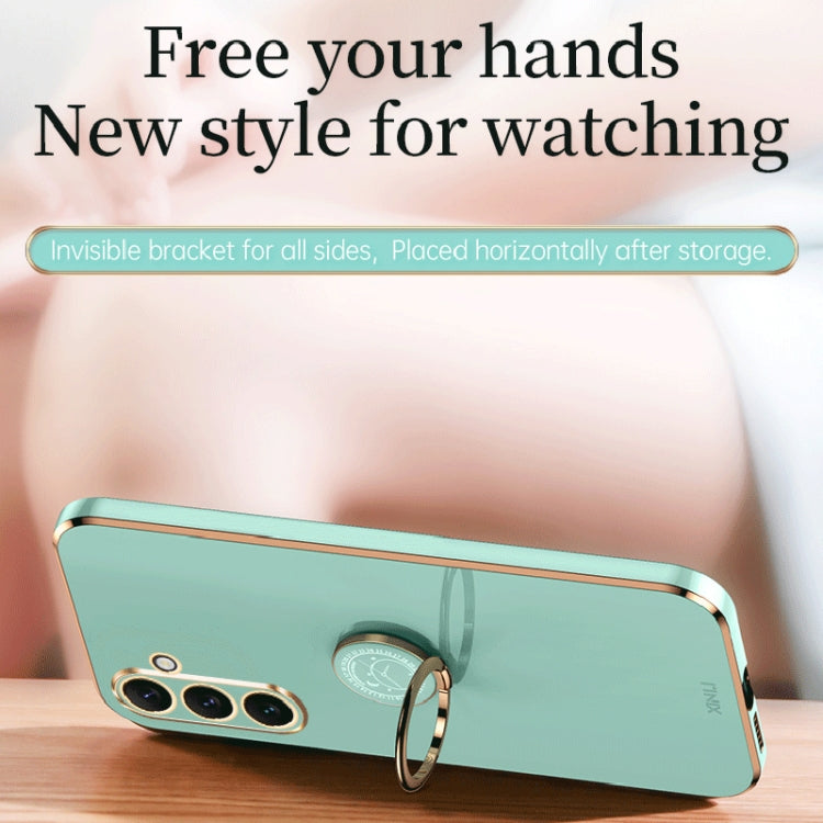For Samsung Galaxy A24 4G XINLI Straight Edge 6D Electroplate TPU Phone Case with Ring Holder