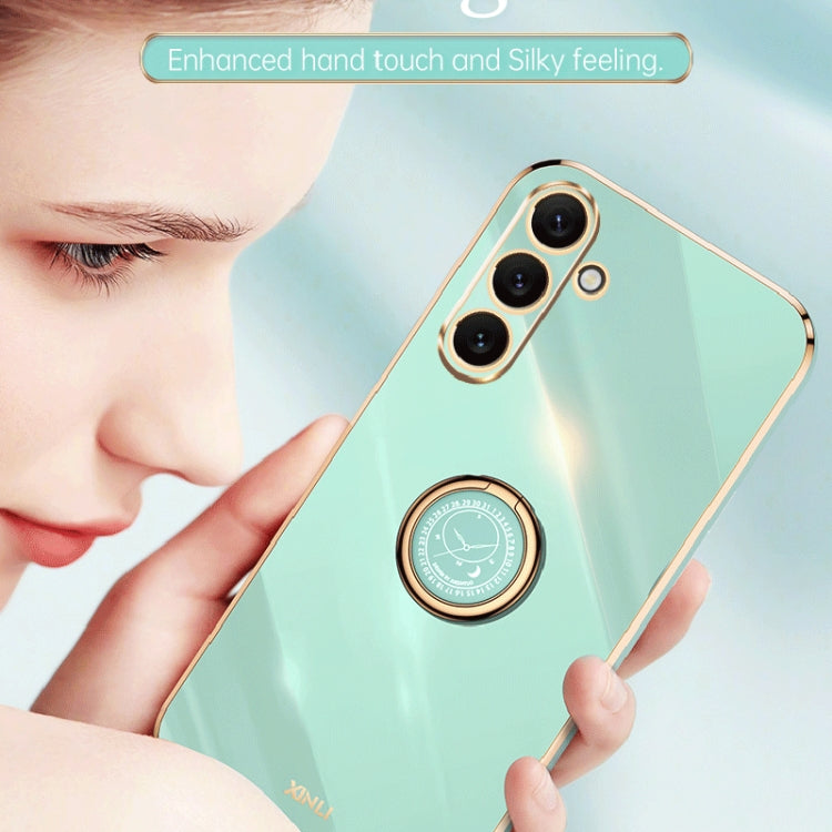 For Samsung Galaxy A24 4G XINLI Straight Edge 6D Electroplate TPU Phone Case with Ring Holder