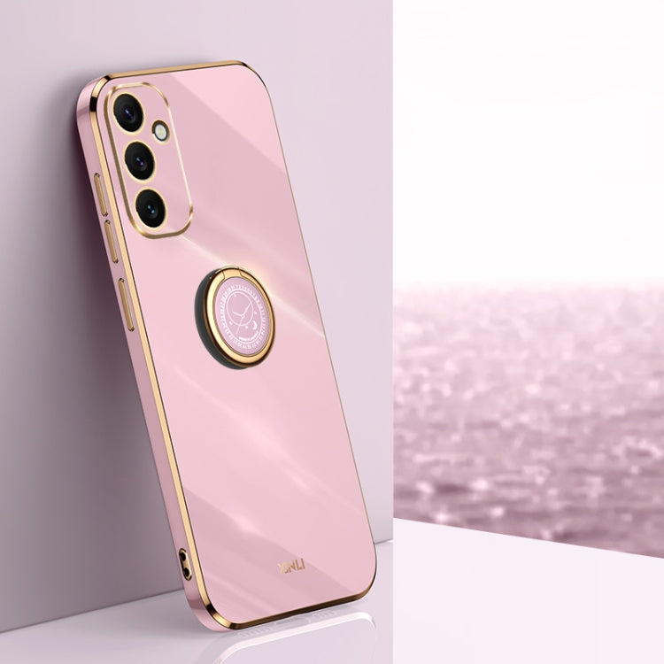 For Samsung Galaxy A34 5G XINLI Straight Edge 6D Electroplate TPU Phone Case with Ring Holder