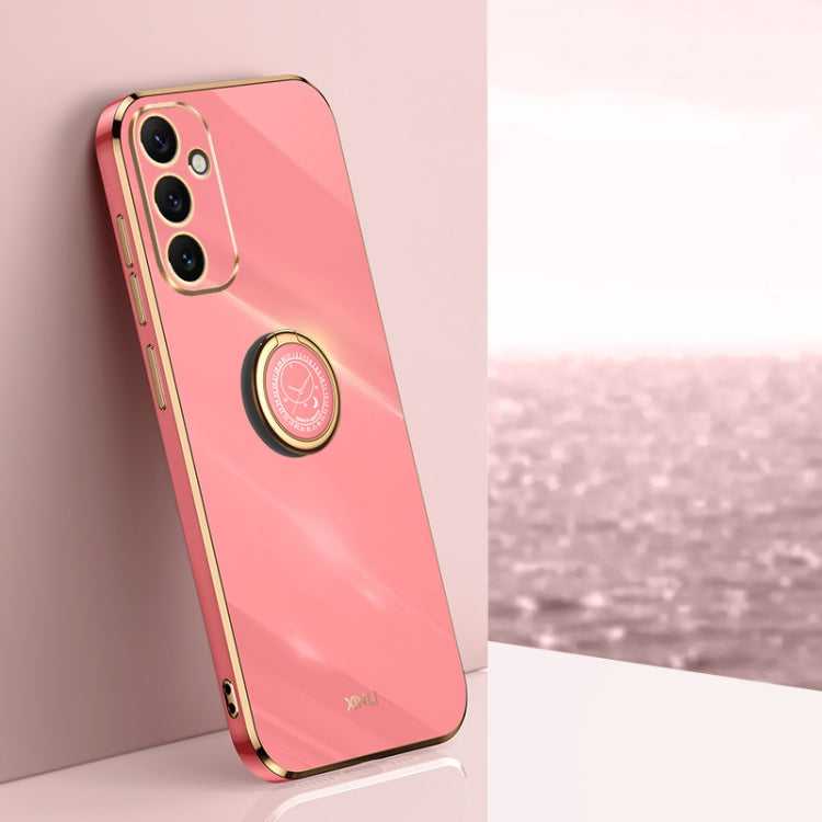 For Samsung Galaxy A34 5G XINLI Straight Edge 6D Electroplate TPU Phone Case with Ring Holder
