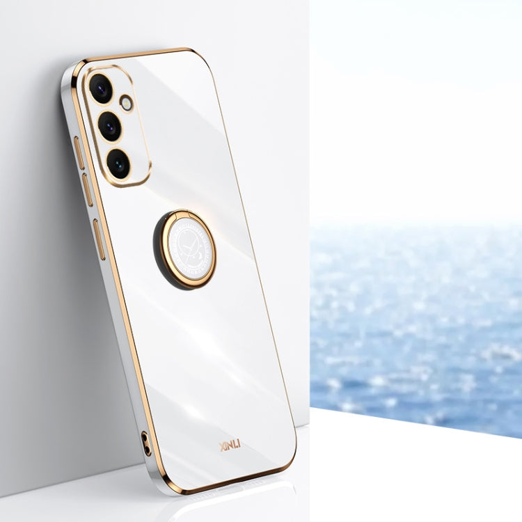 For Samsung Galaxy A34 5G XINLI Straight Edge 6D Electroplate TPU Phone Case with Ring Holder