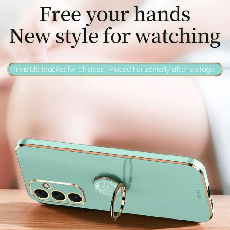 For Samsung Galaxy A34 5G XINLI Straight Edge 6D Electroplate TPU Phone Case with Ring Holder
