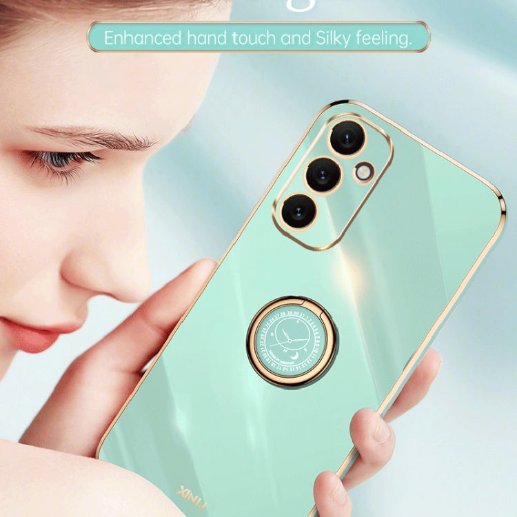 For Samsung Galaxy A34 5G XINLI Straight Edge 6D Electroplate TPU Phone Case with Ring Holder