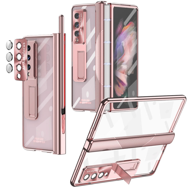 For Samsung Galaxy Z Fold4 5G Magnetic Hinges Plating Phone Case with Holder