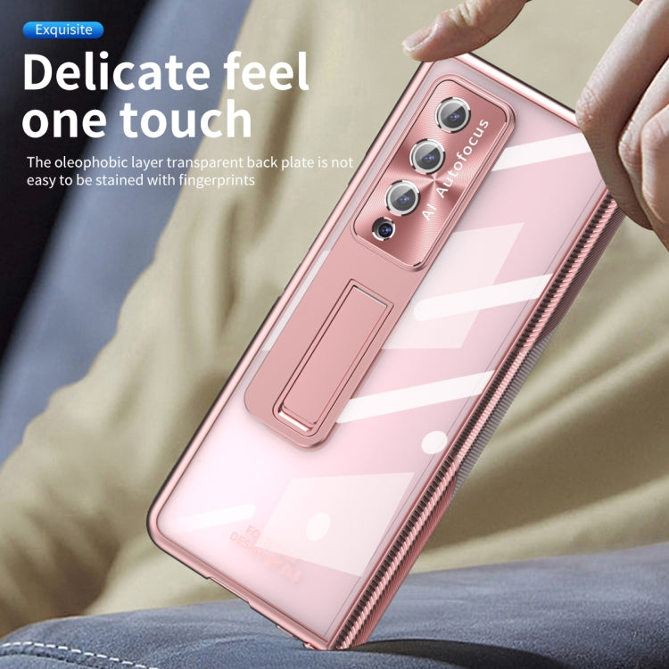 For Samsung Galaxy Z Fold4 5G Magnetic Hinges Plating Phone Case with Holder
