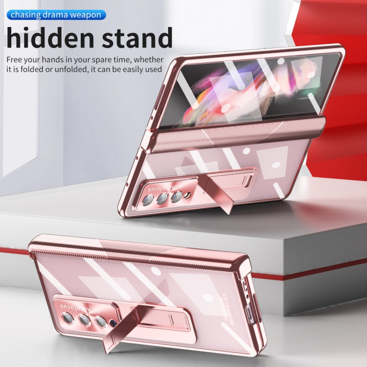 For Samsung Galaxy Z Fold4 5G Magnetic Hinges Plating Phone Case with Holder