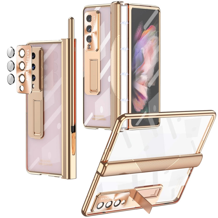 For Samsung Galaxy Z Fold4 5G Magnetic Hinges Plating Phone Case with Holder