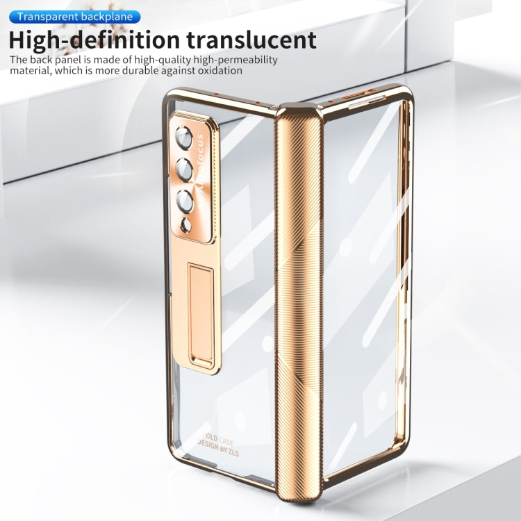 For Samsung Galaxy Z Fold4 5G Magnetic Hinges Plating Phone Case with Holder