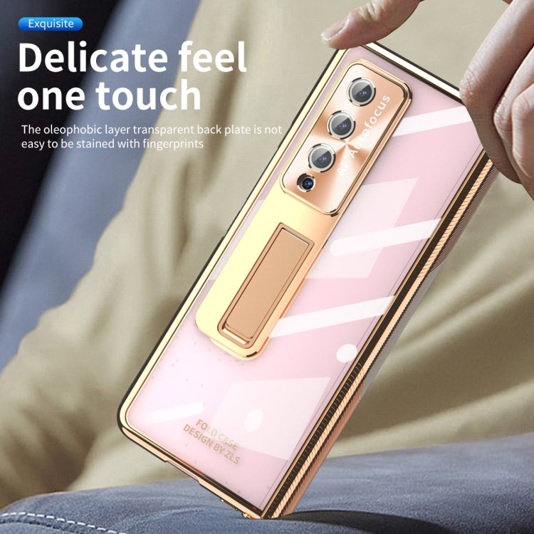 For Samsung Galaxy Z Fold4 5G Magnetic Hinges Plating Phone Case with Holder