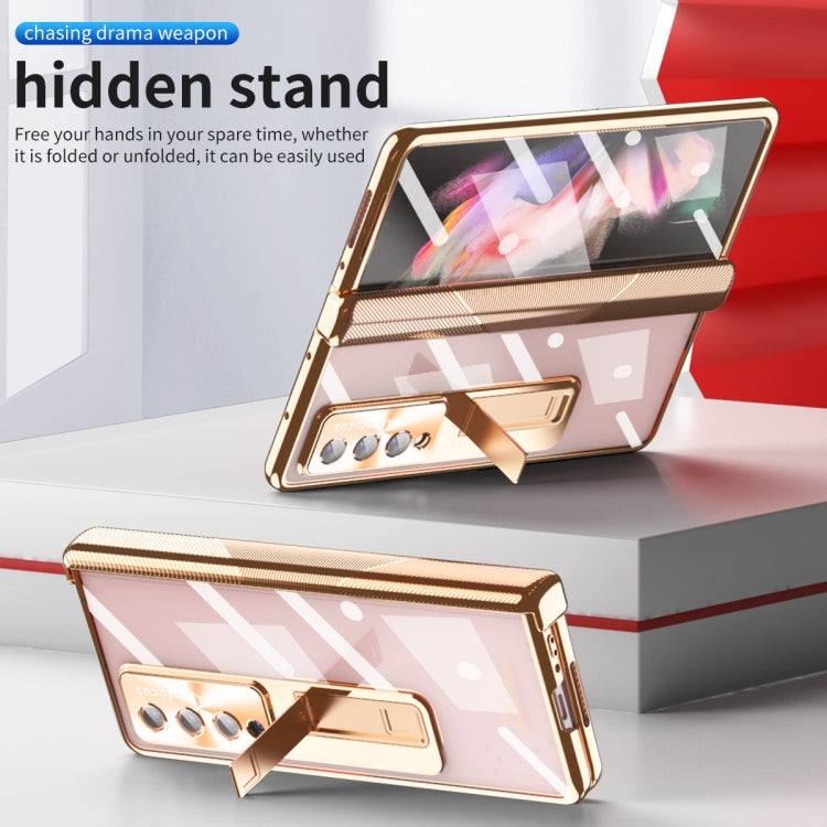 For Samsung Galaxy Z Fold4 5G Magnetic Hinges Plating Phone Case with Holder