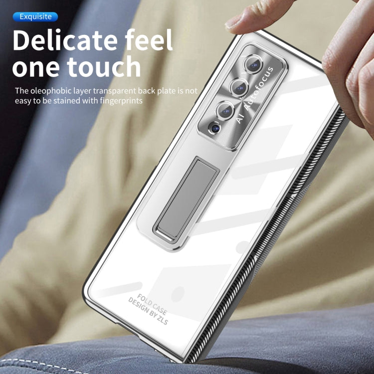 For Samsung Galaxy Z Fold4 5G Magnetic Hinges Plating Phone Case with Holder
