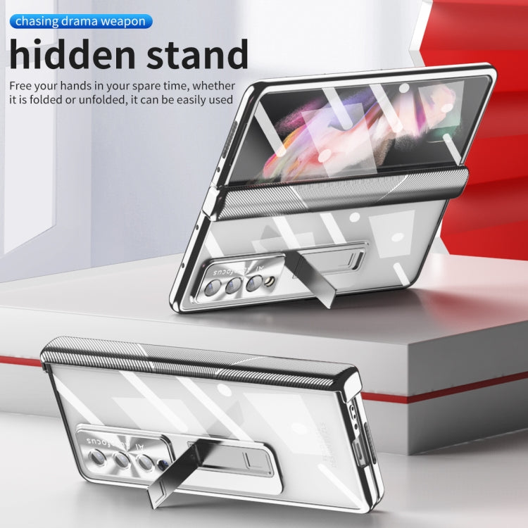 For Samsung Galaxy Z Fold4 5G Magnetic Hinges Plating Phone Case with Holder