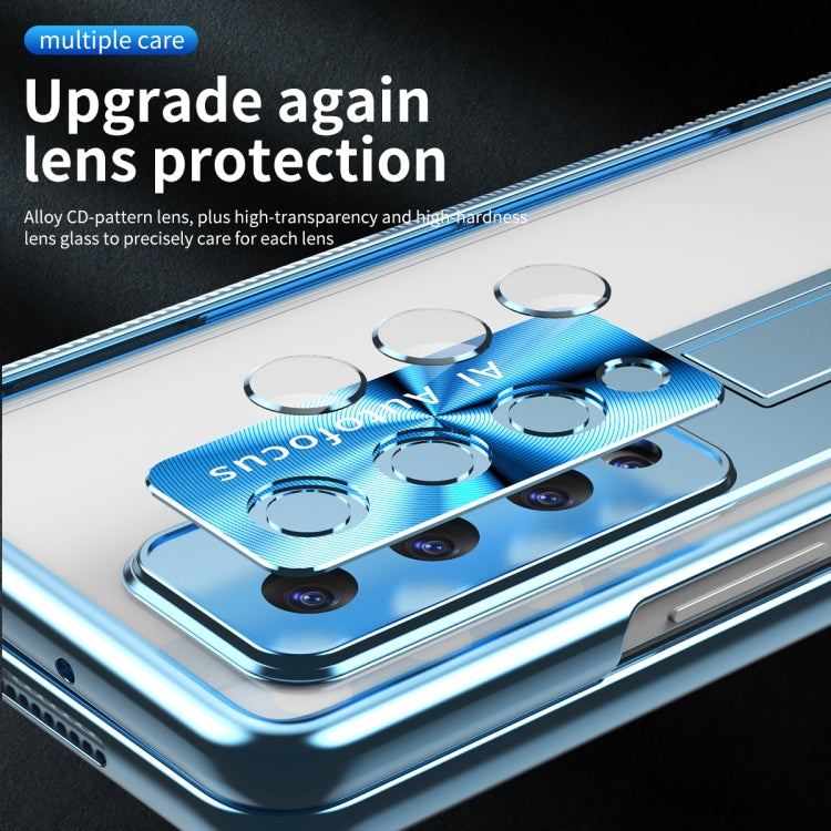 For Samsung Galaxy Z Fold4 5G Magnetic Hinges Plating Phone Case with Holder