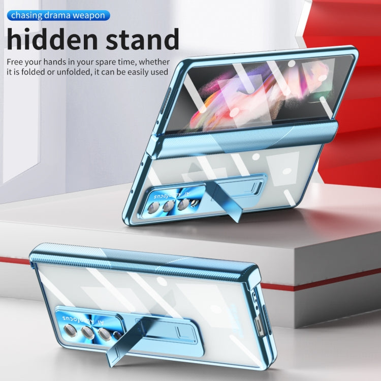 For Samsung Galaxy Z Fold4 5G Magnetic Hinges Plating Phone Case with Holder