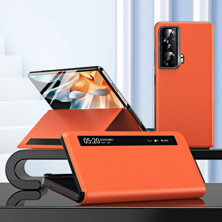 For Honor Magic Vs Side Window View Smart Lychee Texture Leather Phone Case